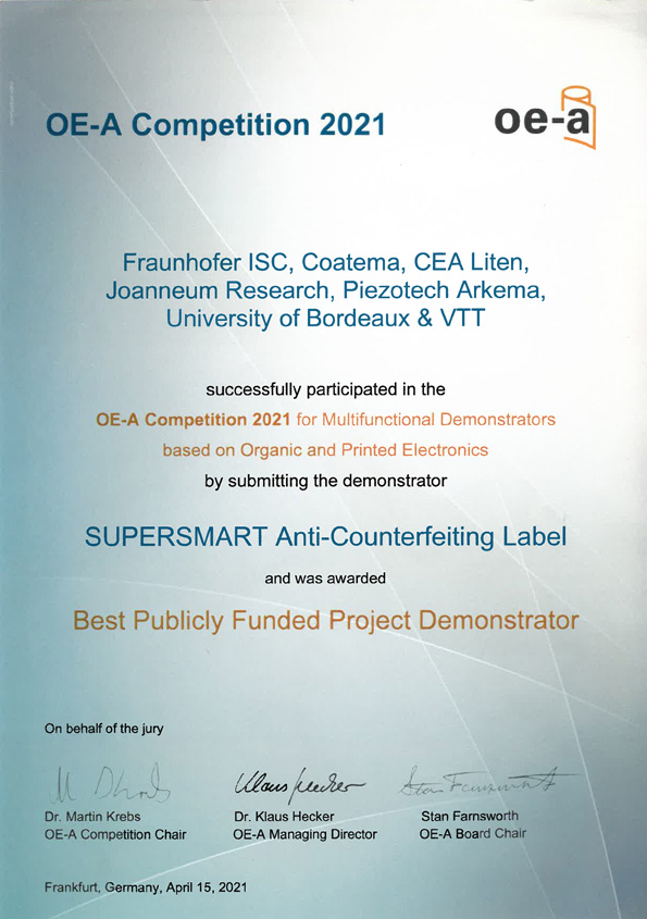 2021 OE A Competition Supersmart Best Publicly Fundet Project Demonstator